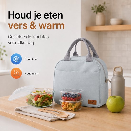 BOTC Koeltas - Lunchtas - 7 liter - Koeltasje - Geïsoleerde Koeltas - 25x21x14cm - Lichtblauw van BOTC — afbeelding 4
