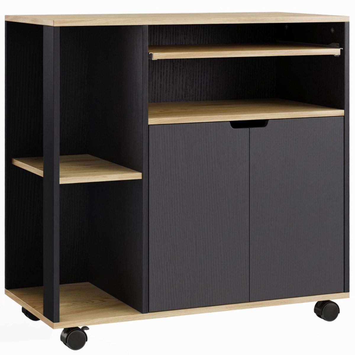 Keukentrolley - met mobiel ontwerp en opbergruimte en verstelbare legplanken - zwart - afmetingen 80 x 40 x 82 cm - voor een praktische keuken