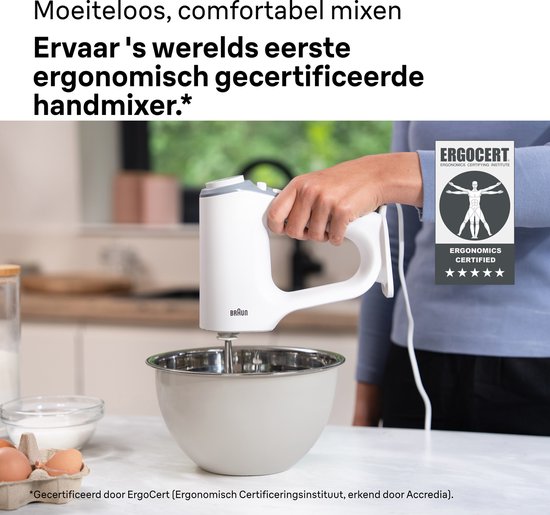 Braun MultiMix 3 HM3200WH - Handmixer - Ergonomische handgreep - 500W - 5 standen + turbo van Braun — afbeelding 4
