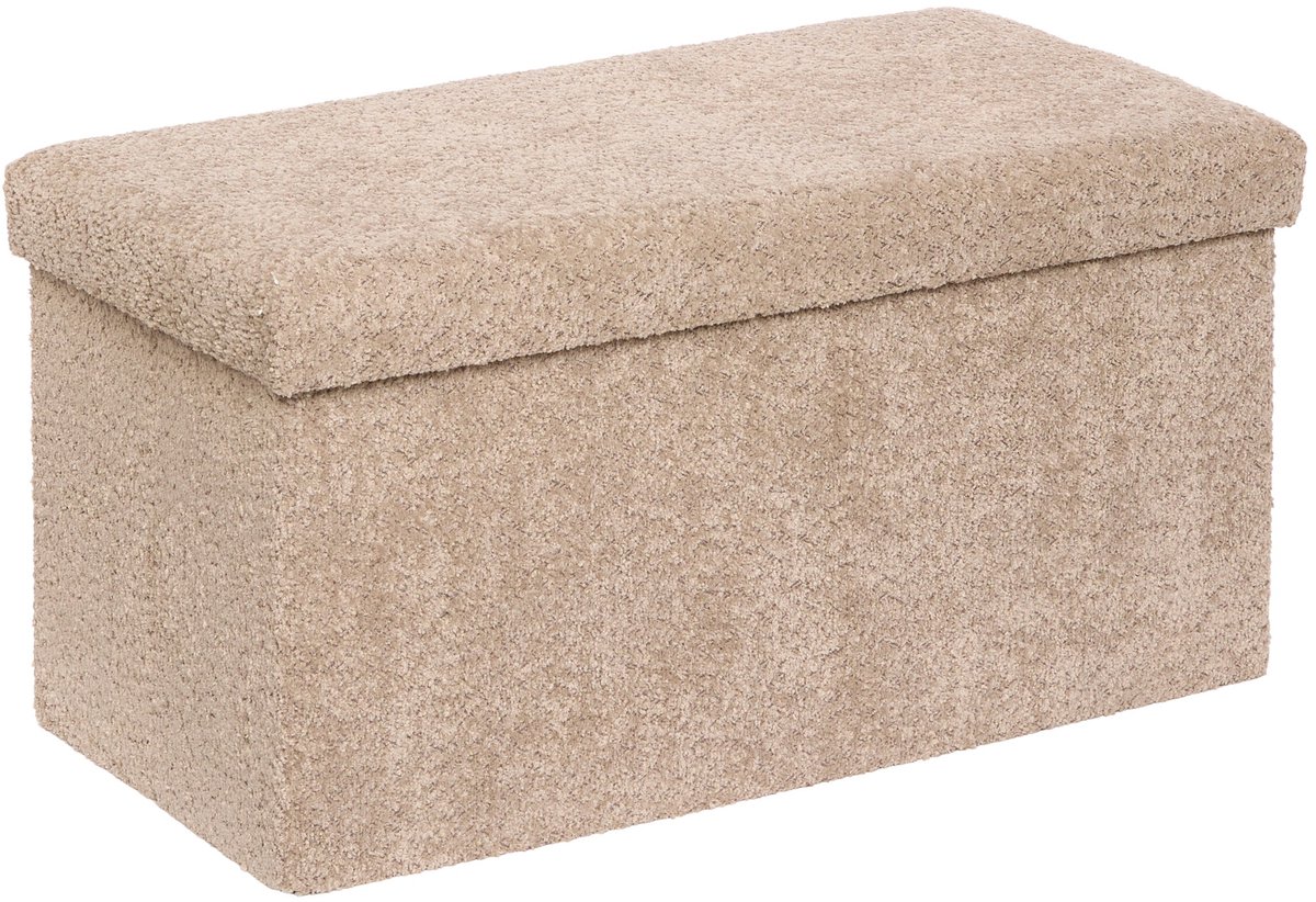Atmosphera Soana Poef met Opbergruimte - 76x38x38cm - Beige