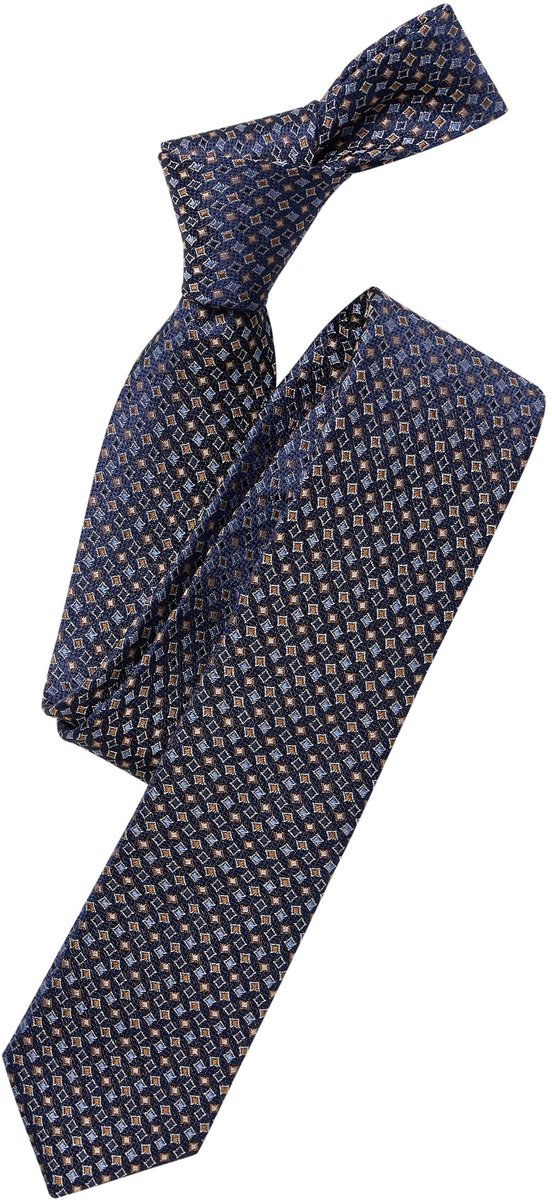 VENTI stropdas - donkerblauw - lichtblauw - bruin dessin