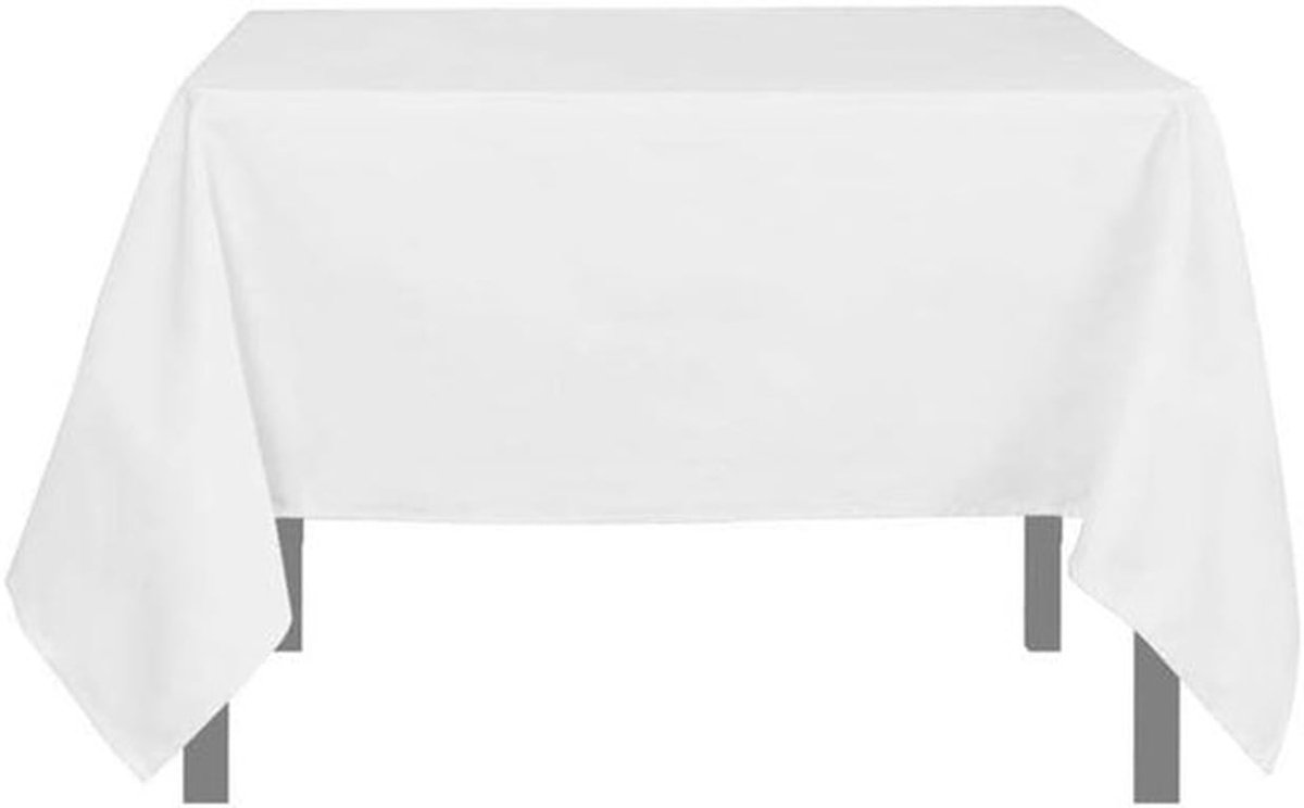 SnelShoppen - Luxe Witte Polyester Tafelkleed 180x180 cm - Machinewasbaar - Perfect voor Feest, Tuin, Keuken, Camping en Kinderen