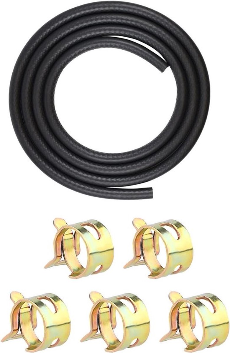 Brandstofleiding Ø 4mm met 5 Slangklemmen - Gereedschapset voor Motor - Auto Tractor - Kleine Motoren