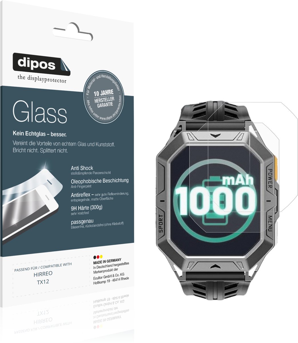 dipos – 2x Matte Pantserfolie geschikt voor HIRREO TX12 | 9H Screenprotector