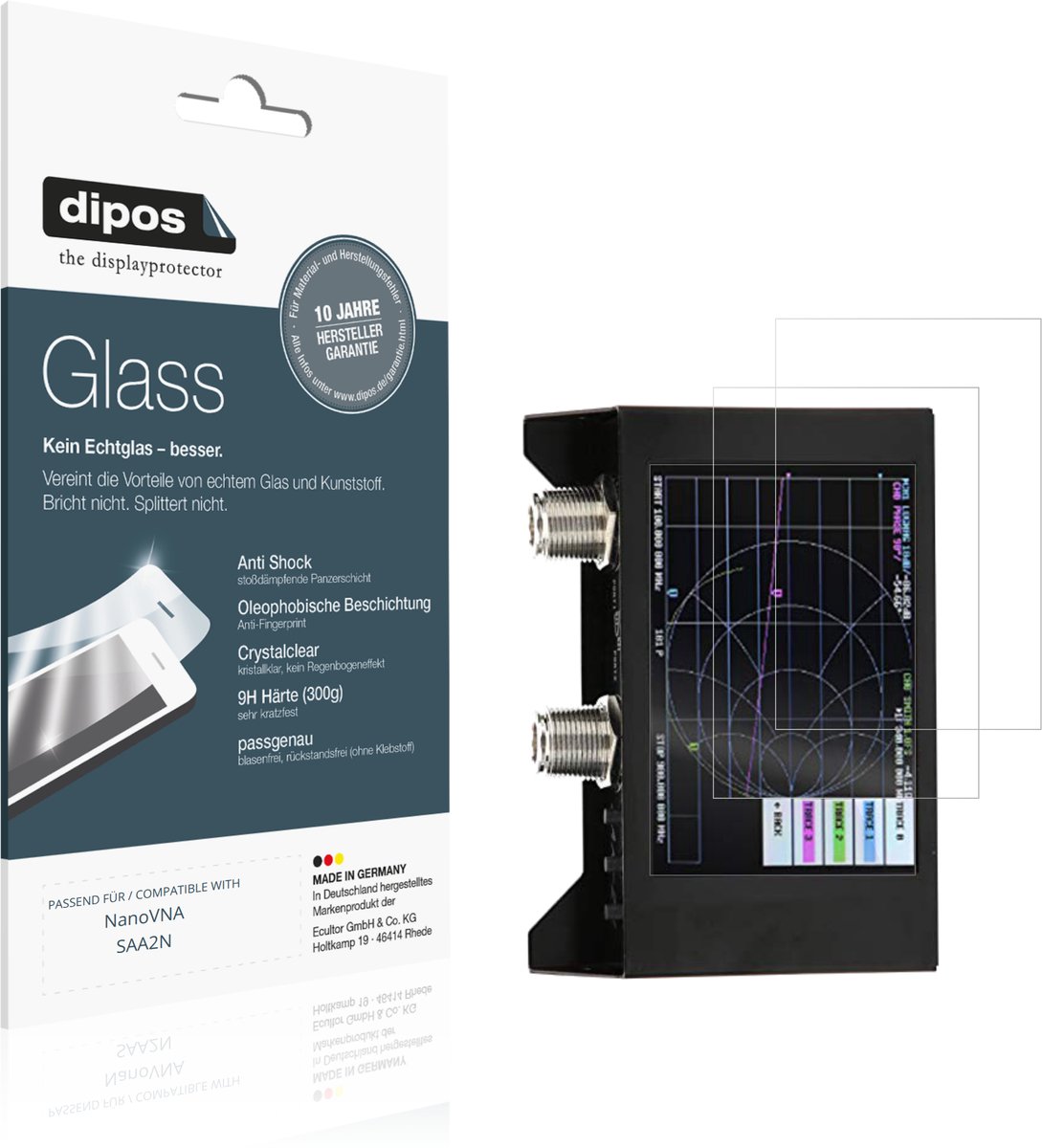 dipos – 2x Pantserfolie geschikt voor NanoVNA SAA2N | 9H Screenprotector