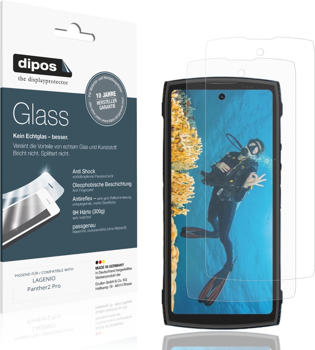 dipos – 2x Matte Pantserfolie geschikt voor LAGENIO Panther2 Pro | 9H Screenprotector