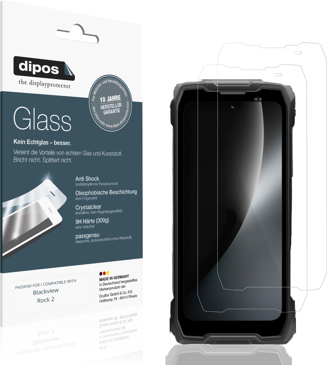 dipos – 2x Pantserfolie geschikt voor Blackview Rock 2 | 9H Screenprotector