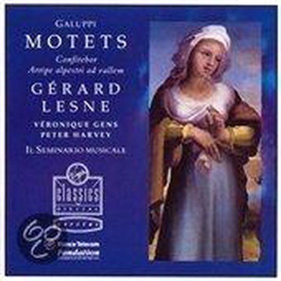 Galloppi: Motets - Confitebor, Arripe alpestri ad Vesperum. Met Gérard Lesne, Véronique Gens en Peter Harvey. Gedrukt op blauwe achtergrond.