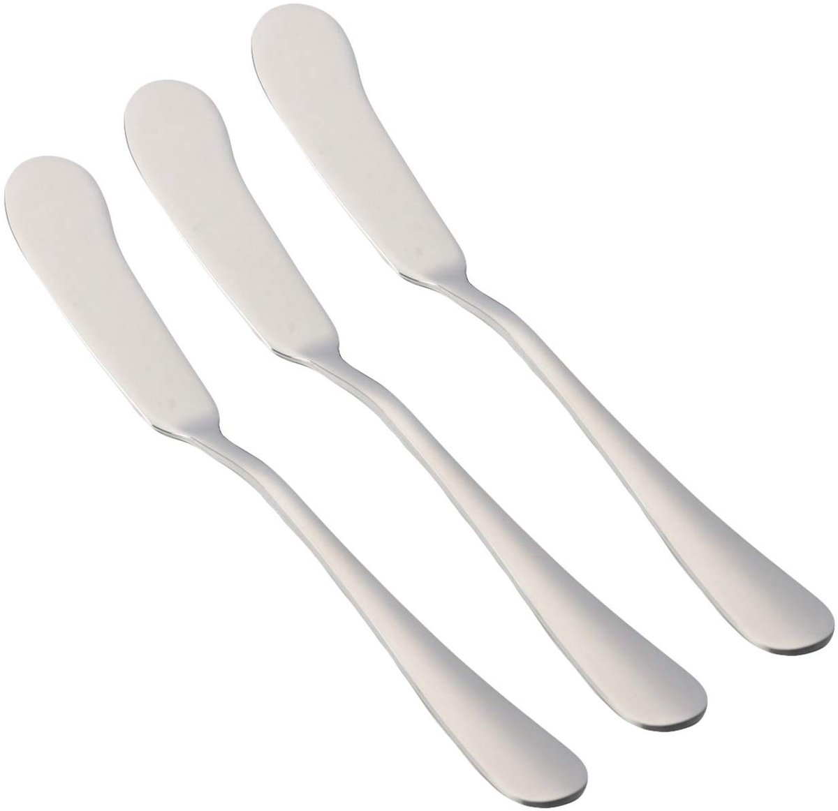 Set van 3 botermessen 16,5 x 2 cm van roestvrij staal