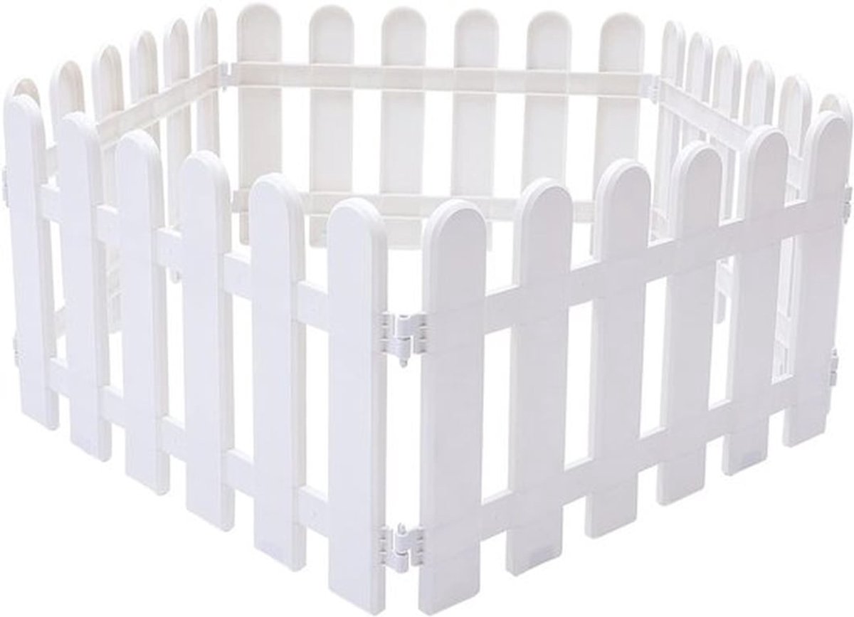 Set van 5 Stuks Witte Plastic Tuinhekken - Decoratieve Randafscheidingen voor Bloembedden en Paden (50x30cm)