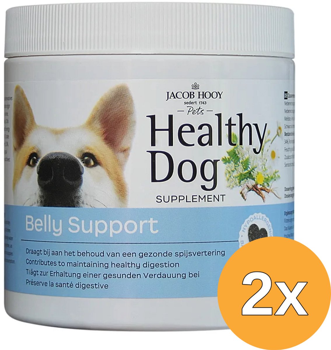 2x jacob Hooy Healthy Dog Belly support (80 stuks)
