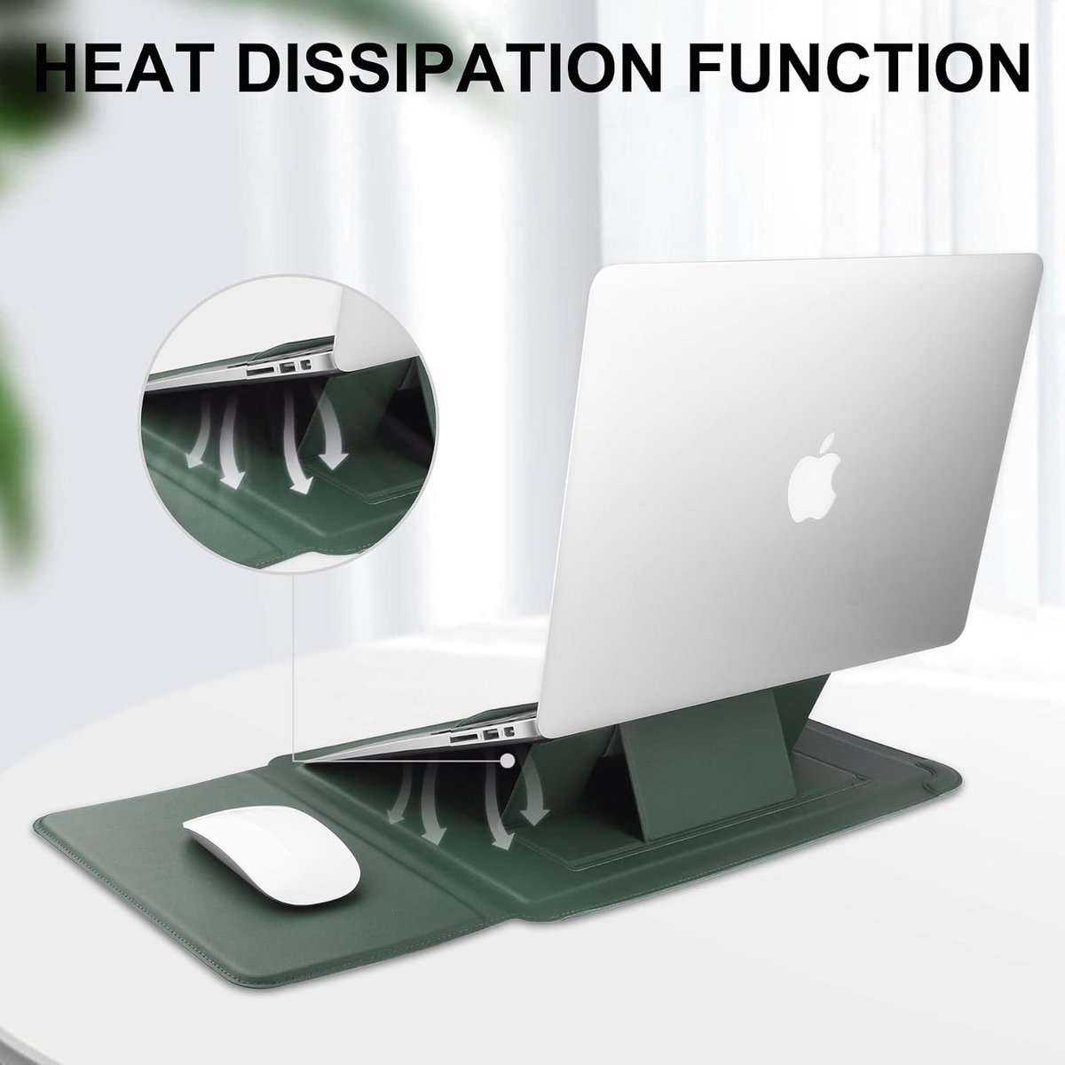 Leren Laptop Sleeve voor 15-16 Inch Laptops - Geschikt voor MacBook Pro, ASUS, HP en Dell - Bescherming en Stijl in Groen