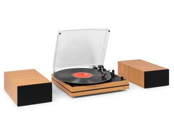 Platenspeler met speakers - Audizio Akron - LP speler - Bluetooth - AUX - 3 snelheden - Bamboe