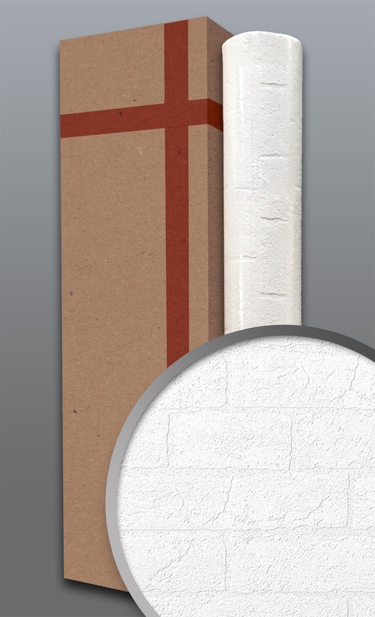 Structuur behang EDEM 83101BR70 overschilderbaar vliesbehang gestructureerd in steen look mat wit 1 doos 4 rollen 106 m2
