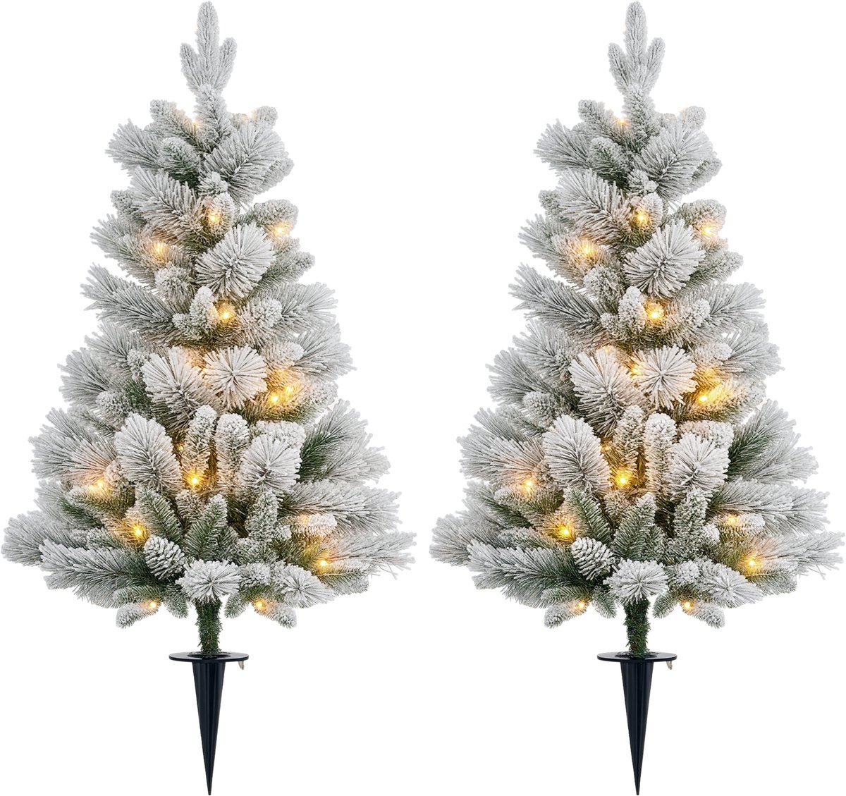 HOMCOM Kerstboom Kunststof, Metaal 55L x 55B x 107H cm Groen+Wit