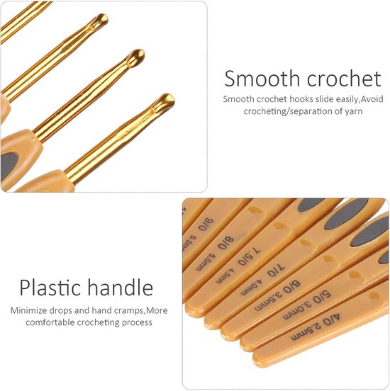 Complete Haaknaalden Set van 8 Stuks, Ergonomische Aluminium Haaknaalden met Kunststof Handvat, Ideaal voor Breien en Haken van 2.0mm tot 6.0mm — afbeelding 5