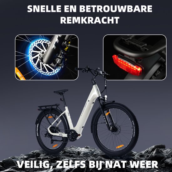 2026 TTGO 27.5×2.4 Inch Elektrische Fiets - 48V 15Ah Accu (720Wh) - ZOOM Gedempte Zadelpen - Actieradius tot 130 km - LCD Display - Shimano 7 Versnellingen - Hydraulische Schijfremmen - 70 Nm– Elektrische stadsfietsen - Wit — afbeelding 5