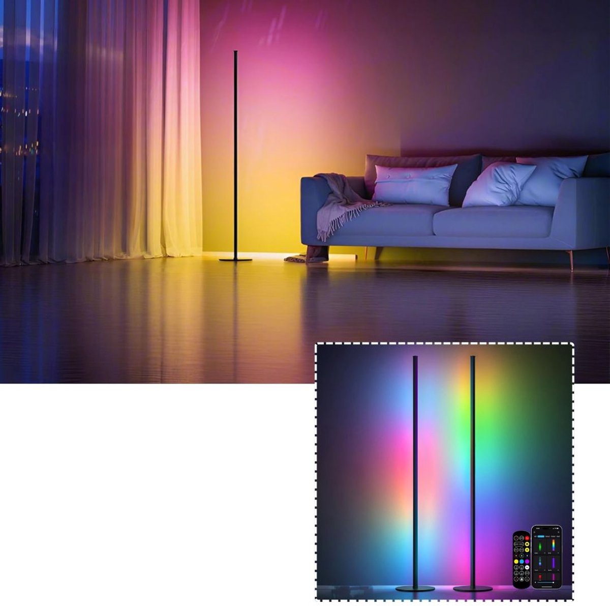 Zavio® Hoeklamp - Staande Lampen Woonkamer - Vloerlampen Woonkamer