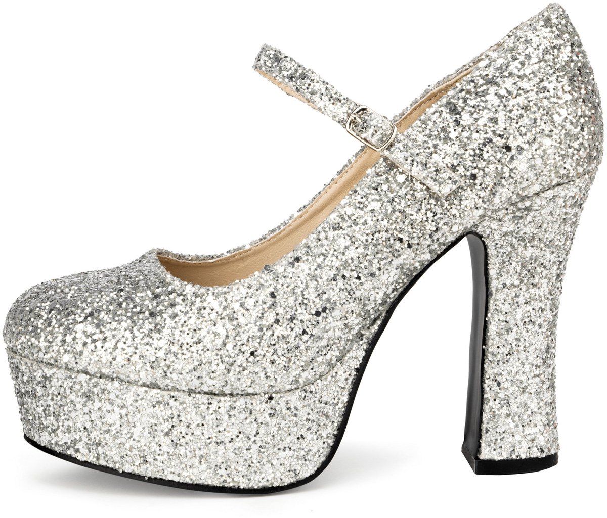 Plateau schoenen glitter-zilver