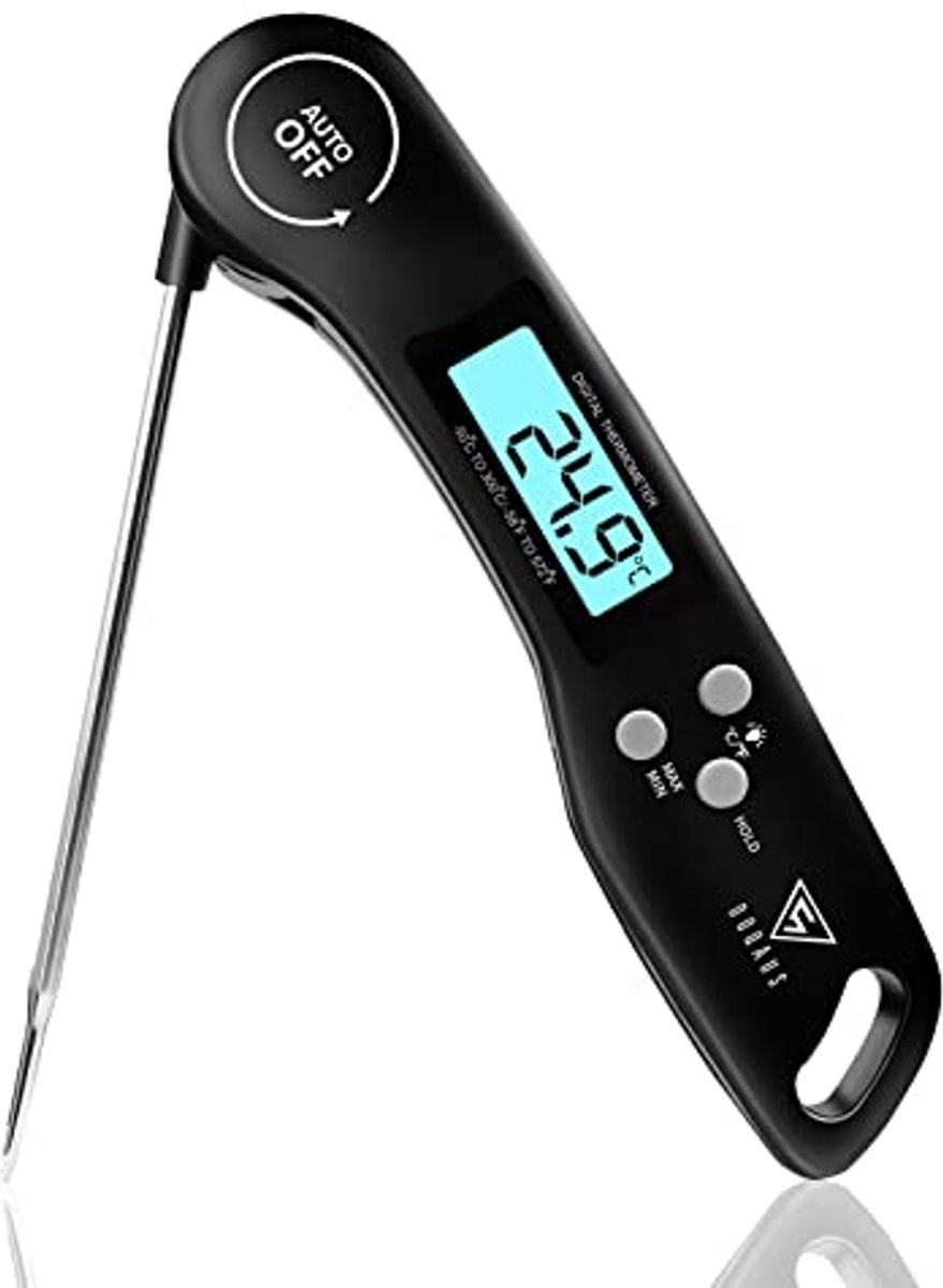 Vleesthermometer - Digitale Keukenthermometer - 3 Seconden Uitlezing - Opvouwbare Sonde - LCD-scherm