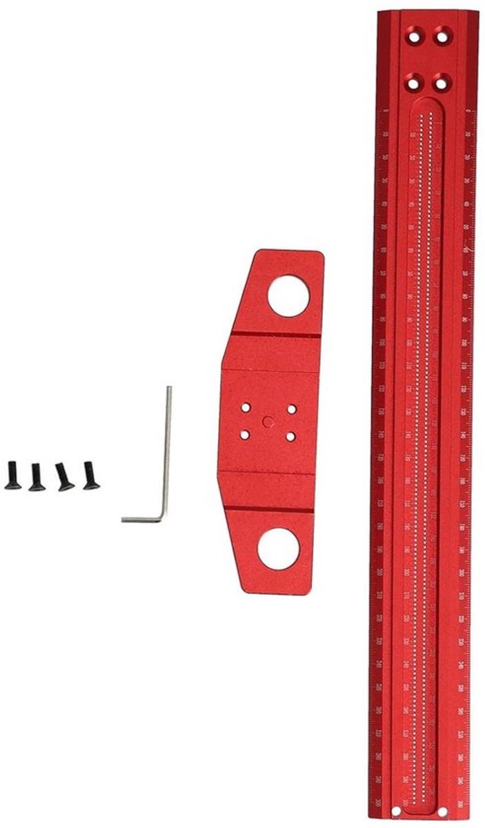 Houten Meetlat van 300mm voor Houtbewerking en Timmerwerk, Rechte Hoekmeetinstrument met Handvat in Rood voor Precisie en Nauwkeurigheid