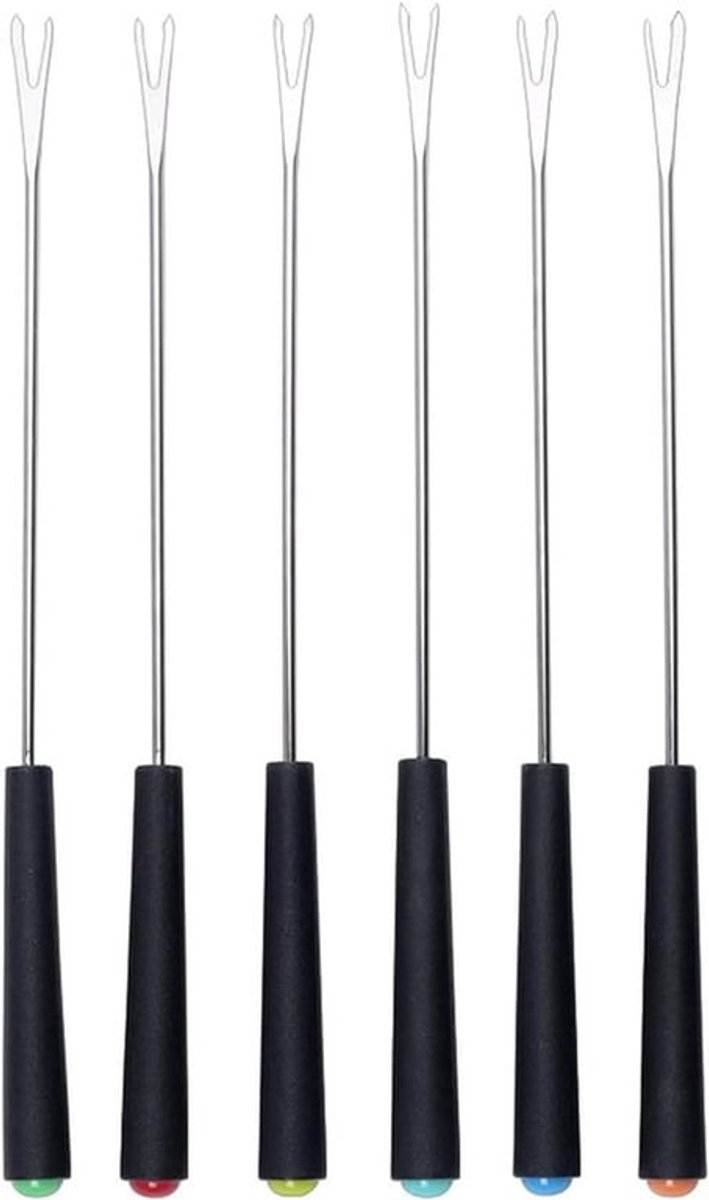 Set van 8 kaasfonduevorken, fonduebestek van roestvrij staal, roestvrij staal, grillvork, fonduevork, kaasfonduevork met hittebestendig handvat voor kaas, chocoladefondue, braden, marshmallows