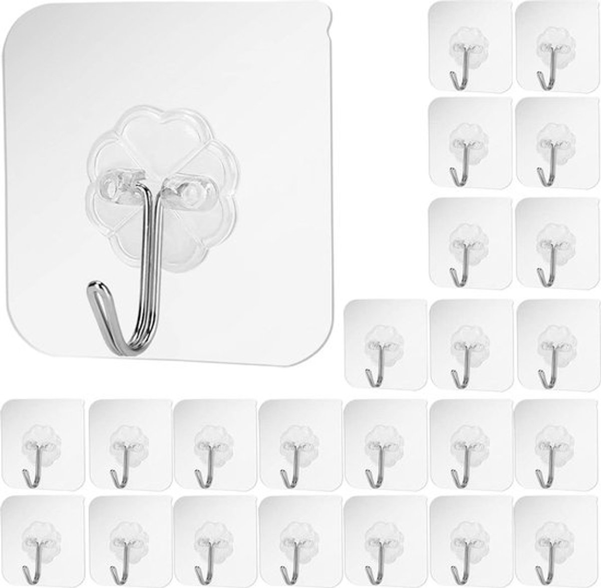 Plakspijker 24 stuks zelfklevende haken - Muurhaken - Transparante herbruikbare naadloze nagelhaken - waterdicht en oliebestendig - badkamer keuken nut handdoekhaken Plakspijker
