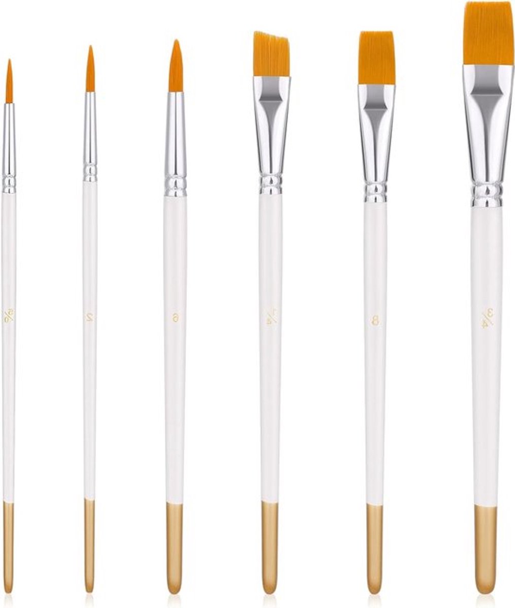 Set van 6 Nylon Taartenkwasten voor DIY Taarten en Schilderen - Ideaal voor Acryl en Waterverf Technieken