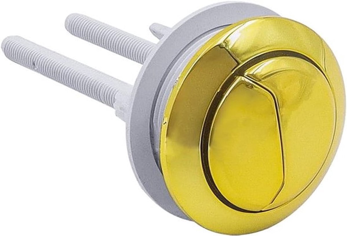 Ronde gouden dubbele spoeling toilet tank knop vervanging voor kabelbediende verborgen cisterne WC - inbouwmontage - geborsteld goud.