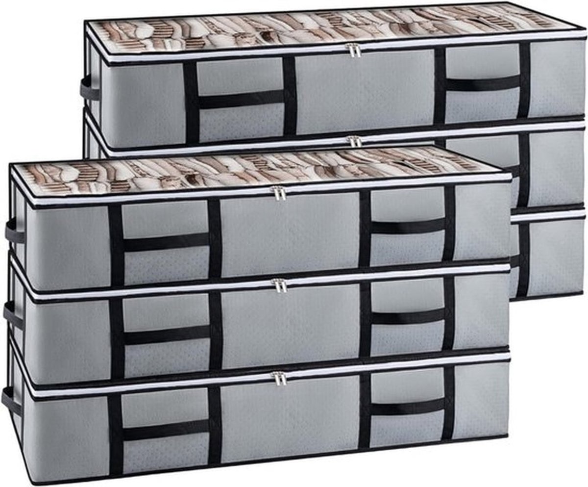 6-delige opbergdoos van 90 liter voor onder het bed met deksel, ideaal voor dekbedden, kledingopslag en organisatie van ruimte