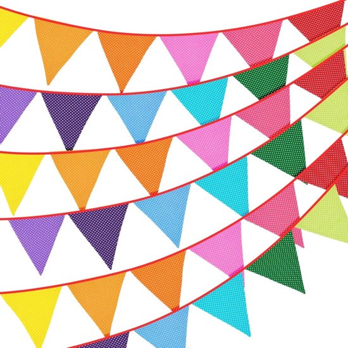 36 Stuks Dubbelzijdige Stoffen Bunting, 10m Rode en Gele Bloemenbanner, Herbruikbare Driehoekige Garland voor Feestdecoratie Binnen en Buiten