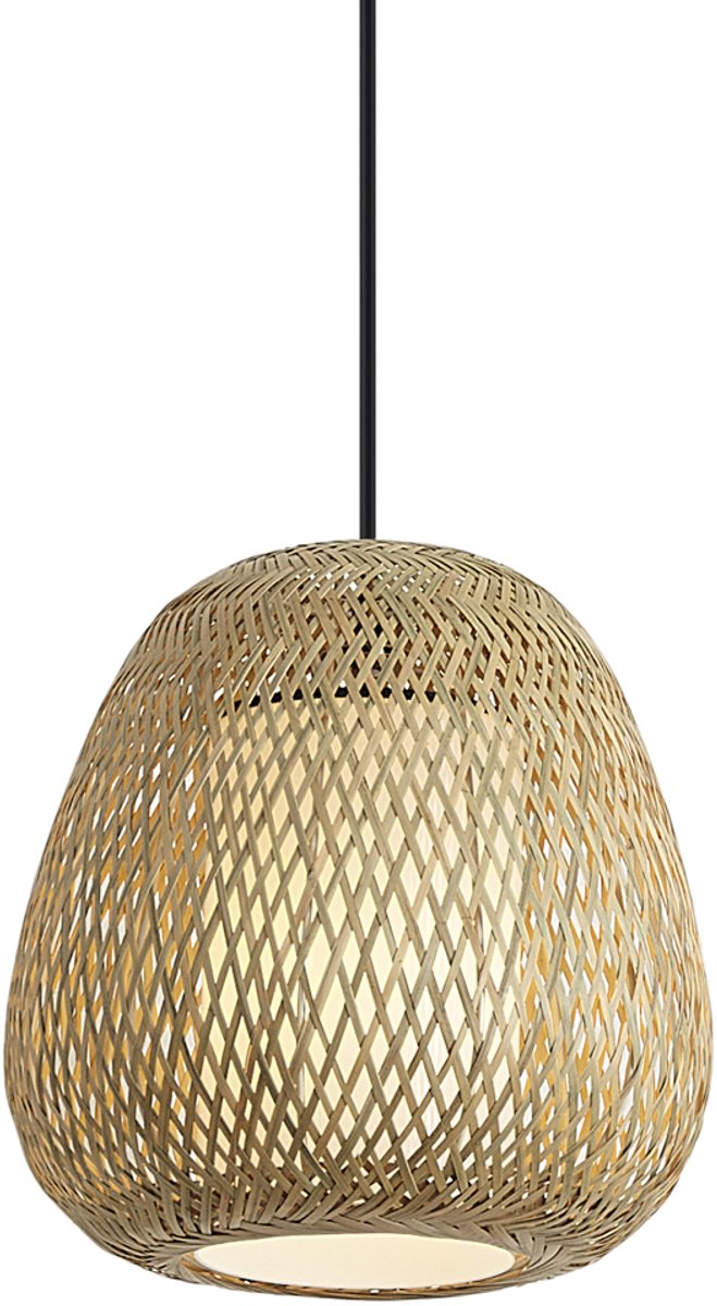 Qazqa japandi hanglamp voor in de tuin - Moana - naturel, max. 15W, geschikt voor led, 32cm, IP44