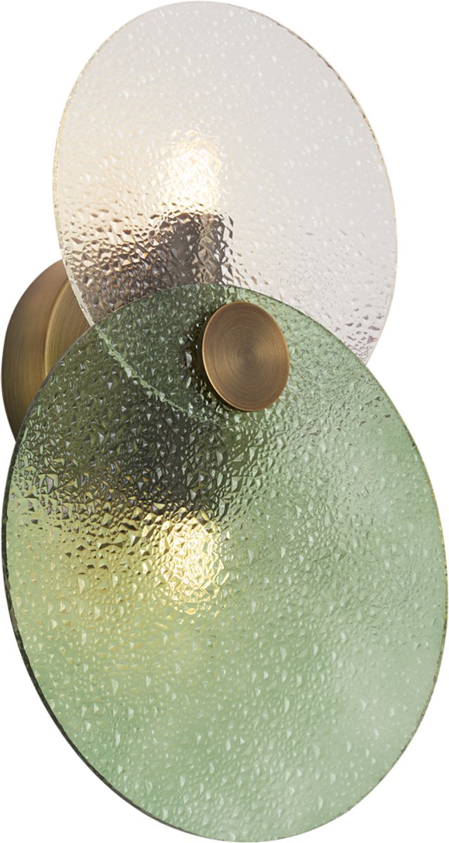 Qazqa art deco wandlamp met glas - Text - brons, rond, max. 8W, geschikt voor led, 19cm, ideaal als slaapkamer, woonkamer en hal lamp