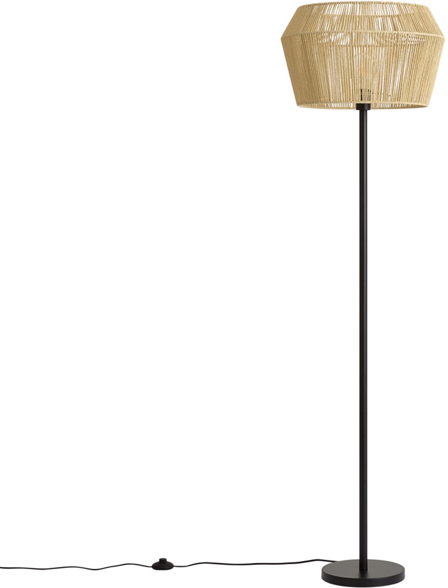 Qazqa moderne staande lamp met kap - Simplo - zwart, rond, max. 15W, geschikt voor led, 172.5cm, ideaal als woonkamer lamp