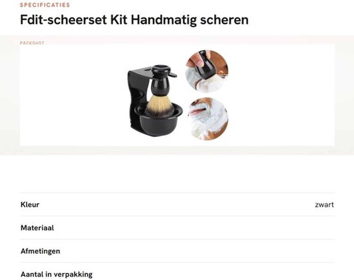 Scheerset Hoogwaardige ABS-hars - Scheerkwast - Veiligheidsscheermes - Scheerzeepkom - Borstelset - 3 Stuks - Scheerkit