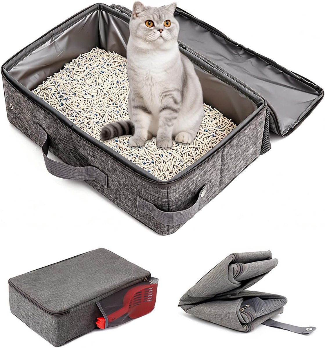 VHV Draagbare kattenbak - Opvouwbaar - 35x45cm - Waterdicht - geschikt voor kamperen, gebruik in de auto, binnen- en buitengebruik