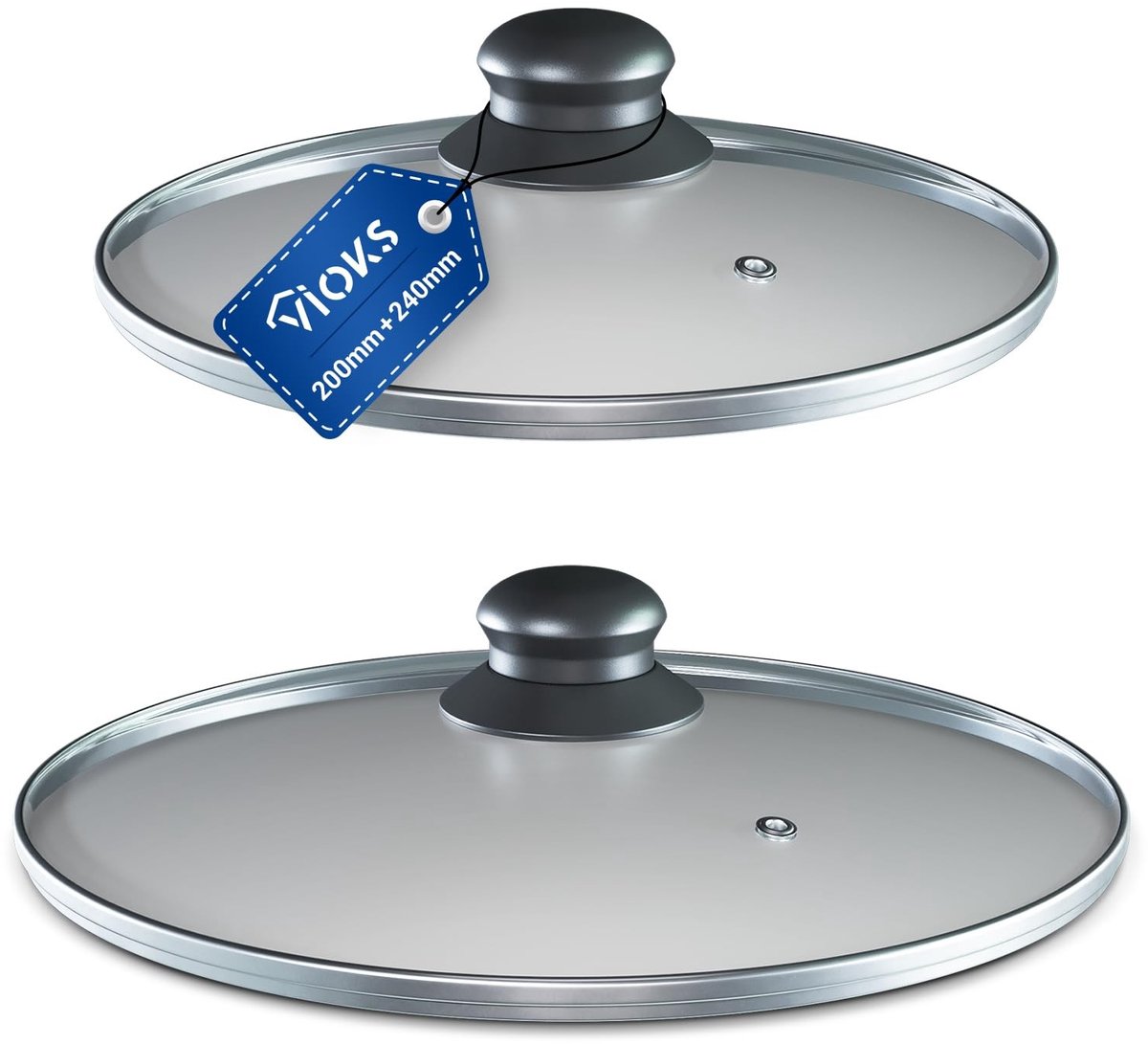 Solidchoice - Set van 2 Universele Glazen Panlids met Knop