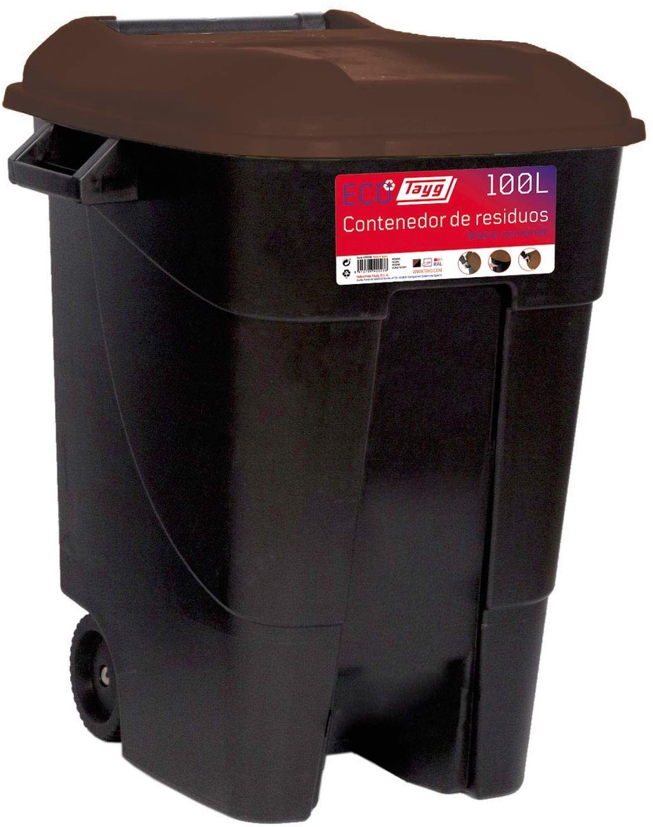 Solidchoice - Eco Vuilnisbak 100 Liter met Bruine Deksel
