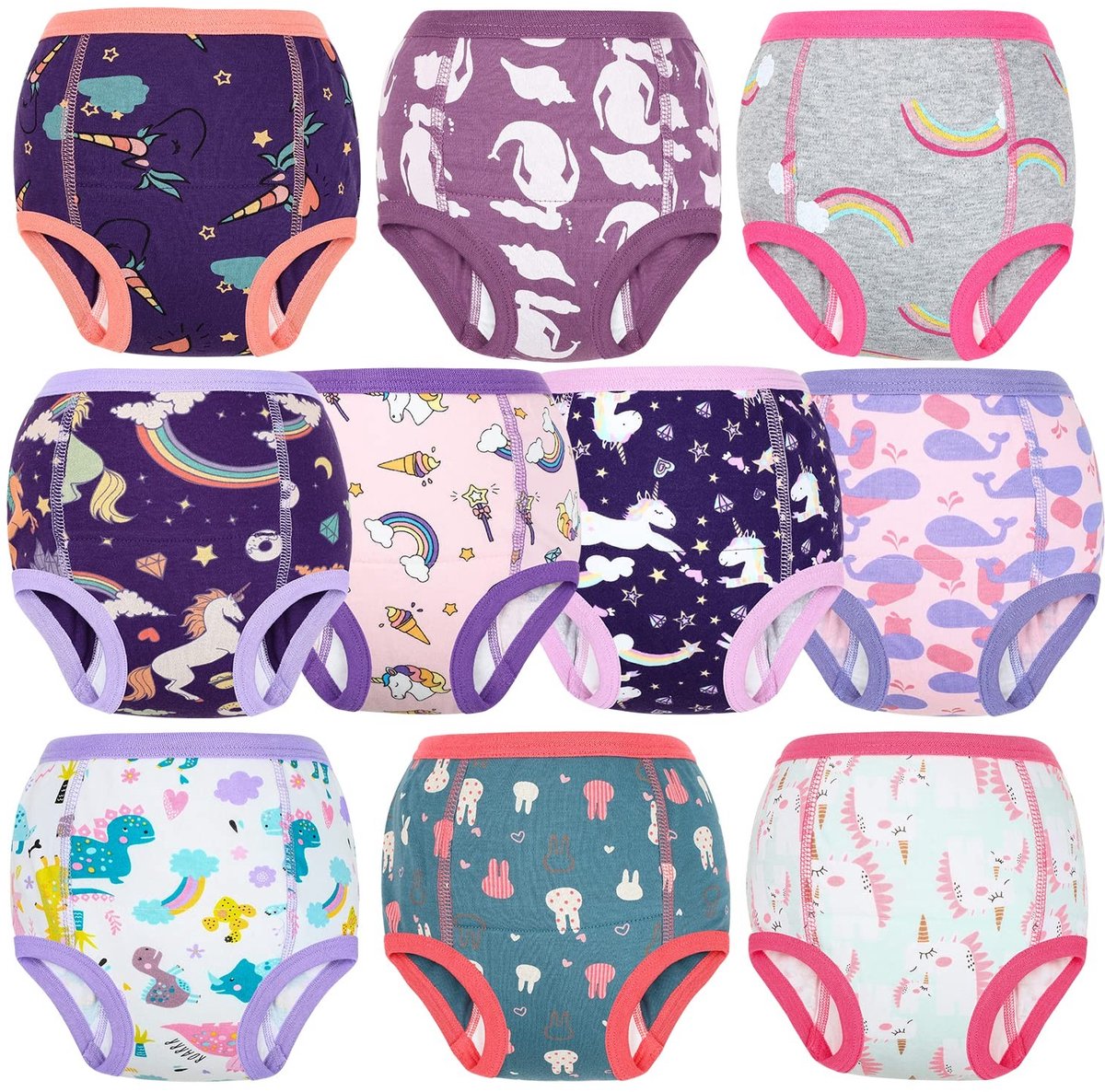 Solidchoice - Set van 10 Potty Training Broekjes voor Jongens en Meisjes, Ideaal voor Toilettraining