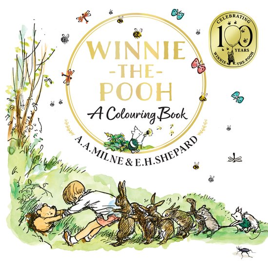 Kleurboek met Winnie de Poeh, Christopher Robin en vriendjes. Bevat een gouden zegel: 100 jaar Winnie de Poeh.