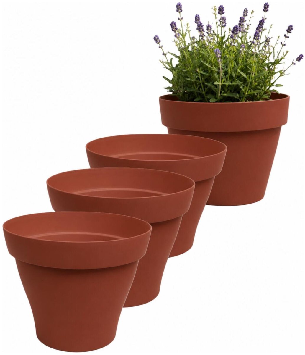 EDA Romeo Bloempot / plantenpot - 4x - kunststof - terracotta - D40 x H31 cm - binnen en buiten