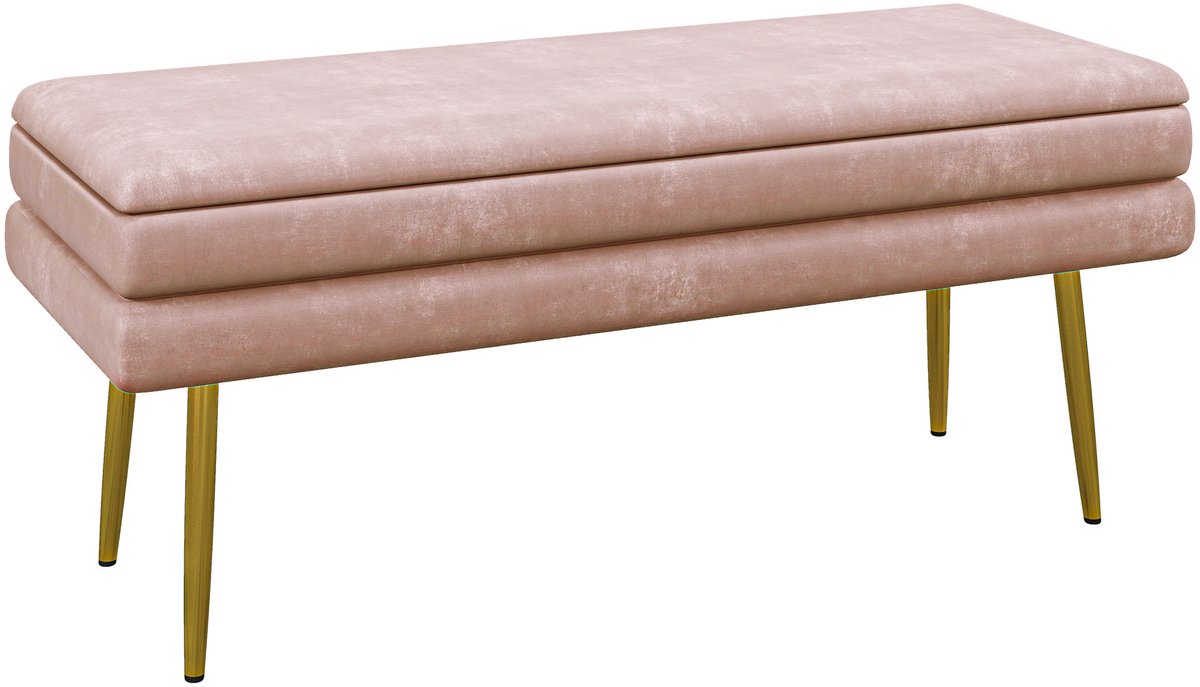 HOMCOM-Sitzbank-Polyester, Stahl-100L x 37,5B x 42H cm-Rosa