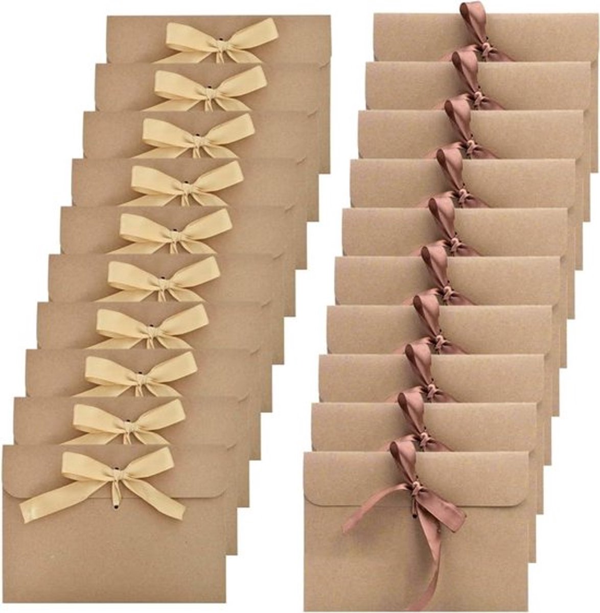 Enveloppen - Kraftpapier - Vintage - 20 stuks - Handgemaakt - Retro - Verjaardag bruiloft uitnodigingen - Gerecycled - Bruin