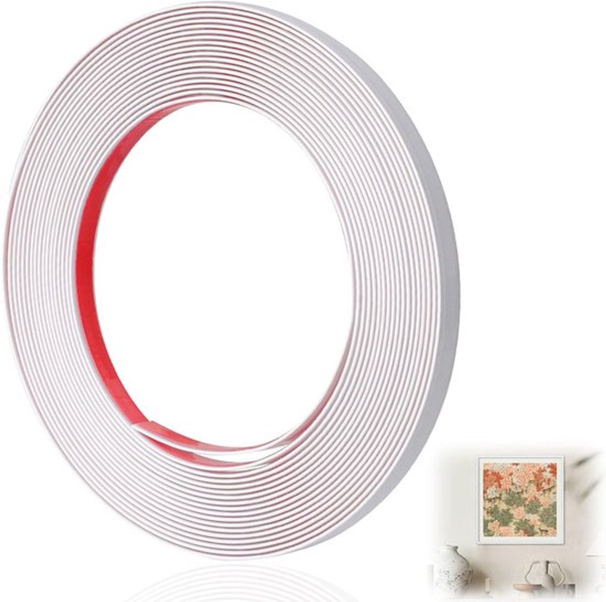 Zelfklevende Decoratieve Lijsten in Wit - 7 m x 1 cm PVC Trim voor Spiegels, Muren en Meubels