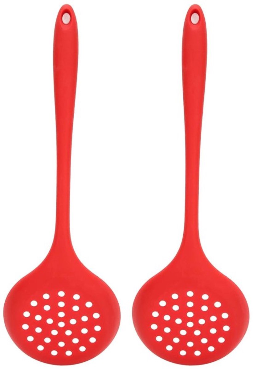 Siliconen Lepel Met Sleuven - 2 Stuks - Keuken Lepels - Ergonomisch Handvat - Hangend Gat - Voedingskwaliteit Materiaal - Keukenlepel