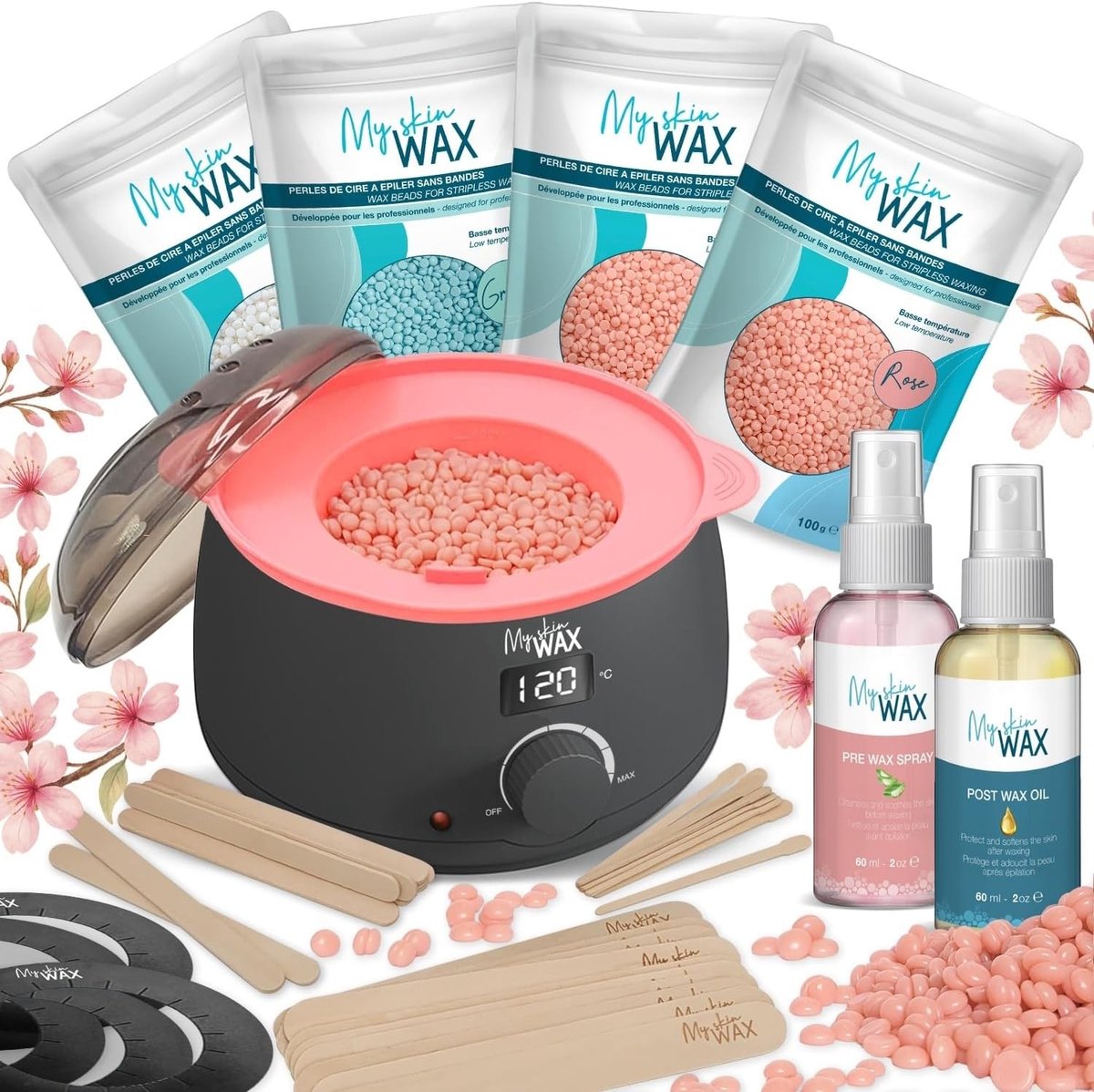 Digitale Waxverwarmer Set - Zwart - 400 g Hypoallergene Waxparels - Voor Thuisgebruik bij Vrouwen en Mannen