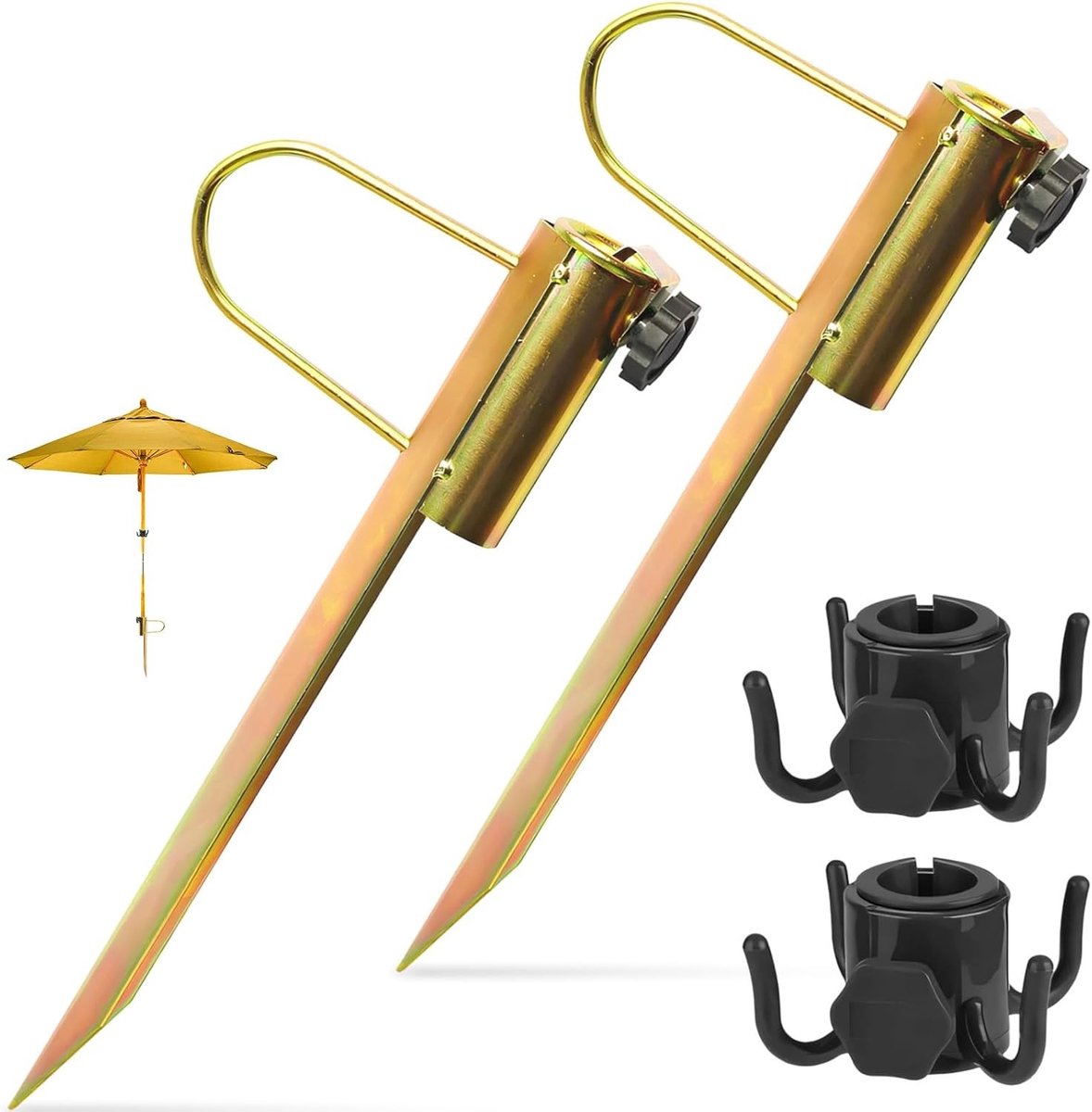 Strandparasol Zandanker - Goud - Diameter 22-32 mm - Gegalvaniseerd Staal - Voor Buitengebruik
