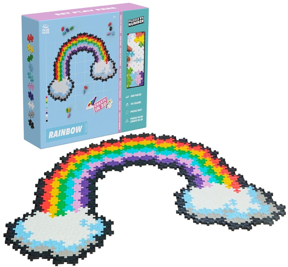 Solidchoice - Plus Plus Puzzel met Nummer Regenboog