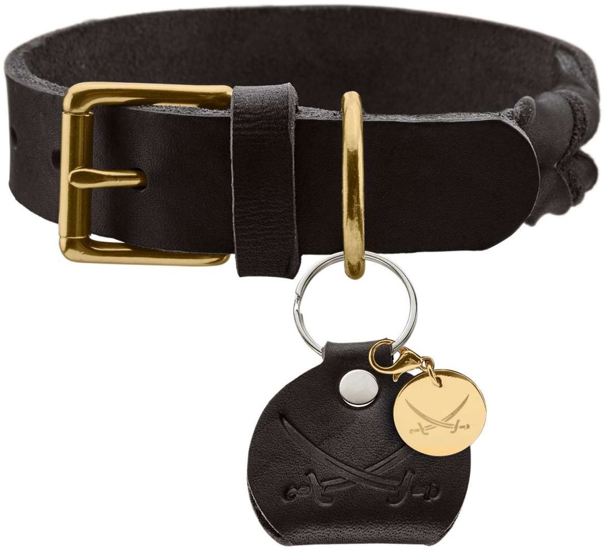 Solidchoice - Robuuste Leren Hondenhalsband in Zwart Maat M