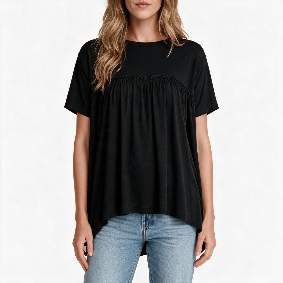 Imily Bela Dames Babydoll Top met Korte Mouwen